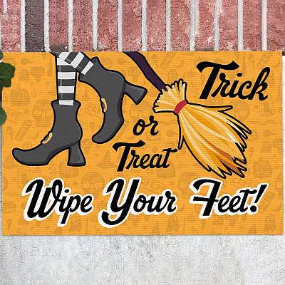 Trick Or Treat Wipe Your Feet Doormat - Wipe Your Feet Doormat - Halloween Indoor Outdoor Doormat
