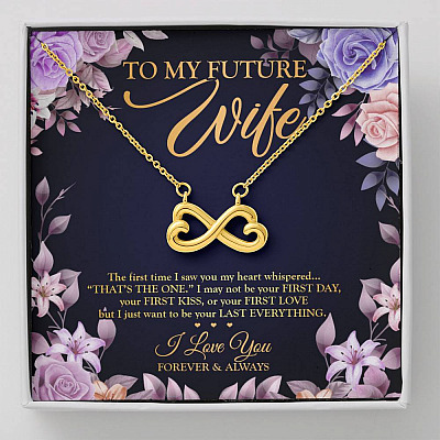 To My Future Wife the First Time I Saw You My Heart Whispered That's the One Infinity Heart Pendant Necklace - Infinity Heart Necklace (18K Yellow Gold)