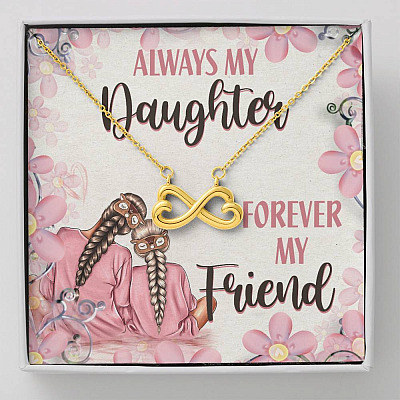 Always My Daughter Forever My Friend Mom and Daughter Infinity Heart Pendant Necklace - Infinity Heart Necklace (18K Yellow Gold)