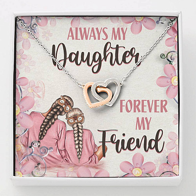 Always My Daughter Forever My Friend Mom and Daughter Interlocking Hearts Pendant Necklace - Interlocking Hearts Necklace