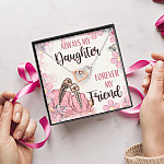 Always My Daughter Forever My Friend Mom and Daughter Interlocking Hearts Pendant Necklace