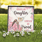 Always My Daughter Forever My Friend Mom and Daughter Interlocking Hearts Pendant Necklace