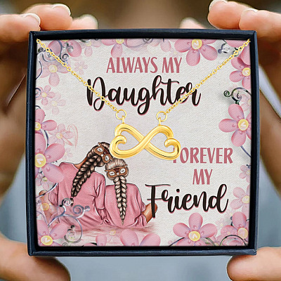Alternative view of Always My Daughter Forever My Friend Mom and Daughter Infinity Heart Pendant Necklace