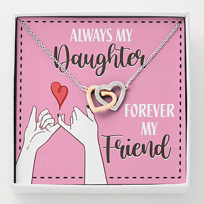 Mom and Daughter Always My Daughter Forever My Friend Interlocking Hearts Pendant Necklace - Interlocking Hearts Necklace
