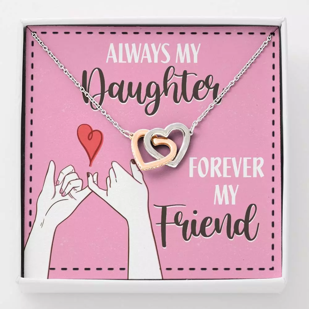 Mom and Daughter Always My Daughter Forever My Friend Interlocking Hearts Pendant Necklace - Interlocking Hearts Necklace