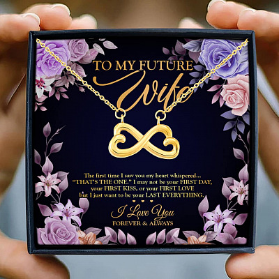 Alternative view of To My Future Wife the First Time I Saw You My Heart Whispered That's the One Infinity Heart Pendant Necklace