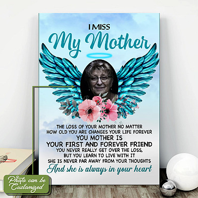 Alternative view of Personalized Photo I Miss My Mother the Loss of Your Mother Wrapped Framed Canvas Prints - Unframed Poster