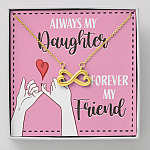 Mom and Daughter Always My Daughter Forever My Friend Infinity Heart Pendant Necklace - Infinity Heart Necklace (18K Yellow Gold)