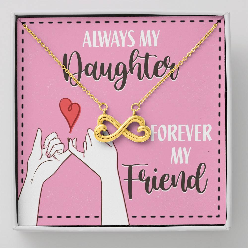Mom and Daughter Always My Daughter Forever My Friend Infinity Heart Pendant Necklace - Infinity Heart Necklace (18K Yellow Gold)