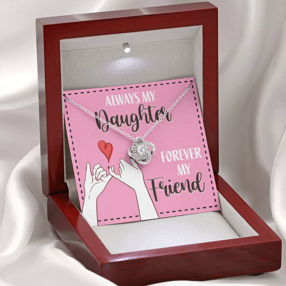 Mom and Daughter Always My Daughter Forever My Friend Love Knot Pendant Necklace