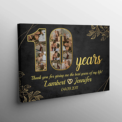 Alternative view of Personalized 10 Years Together Anniversary Framed Canvas - Custom Photo 10th Year Wedding Anniversary Unframed Poster