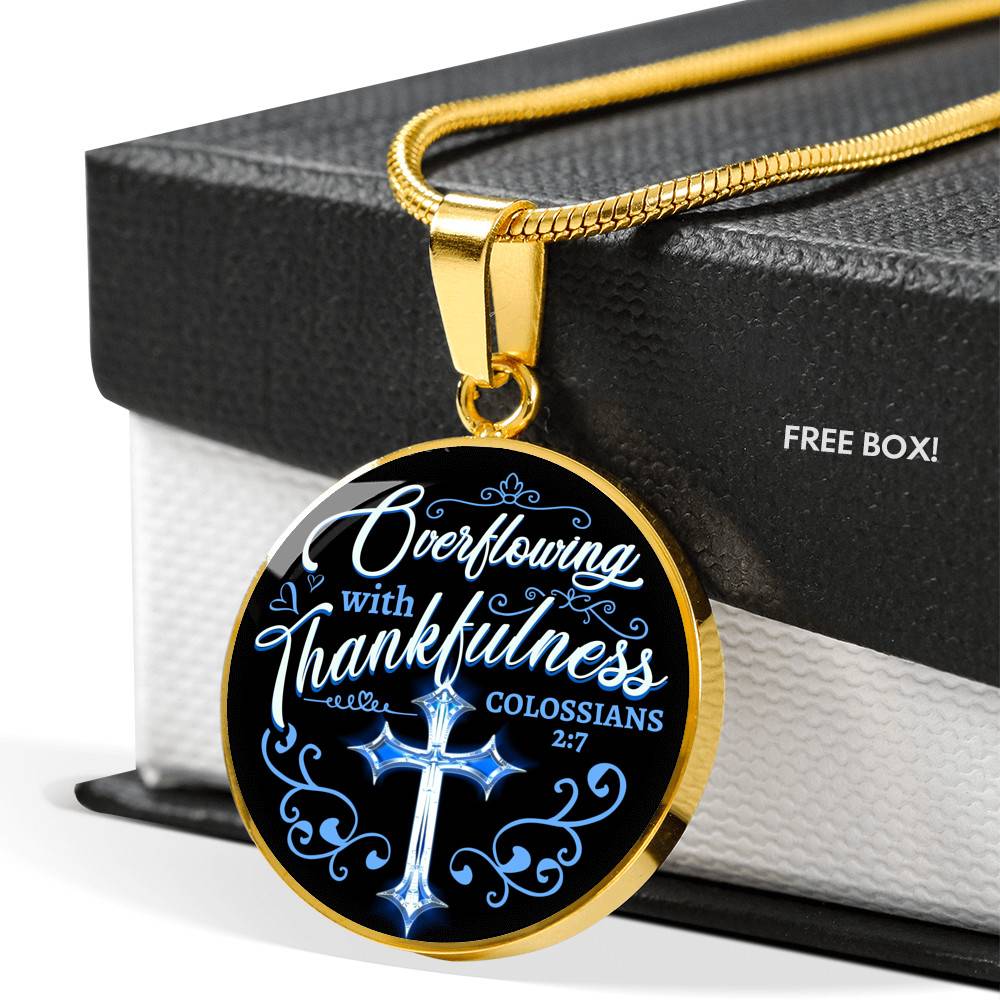 Overflowing With Thankfulness Circle Pendant Necklace