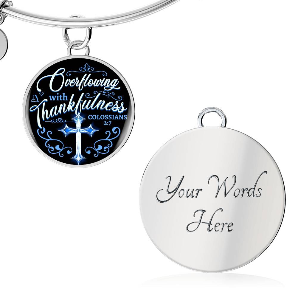 Overflowing With Thankfulness Circle Pendant Necklace