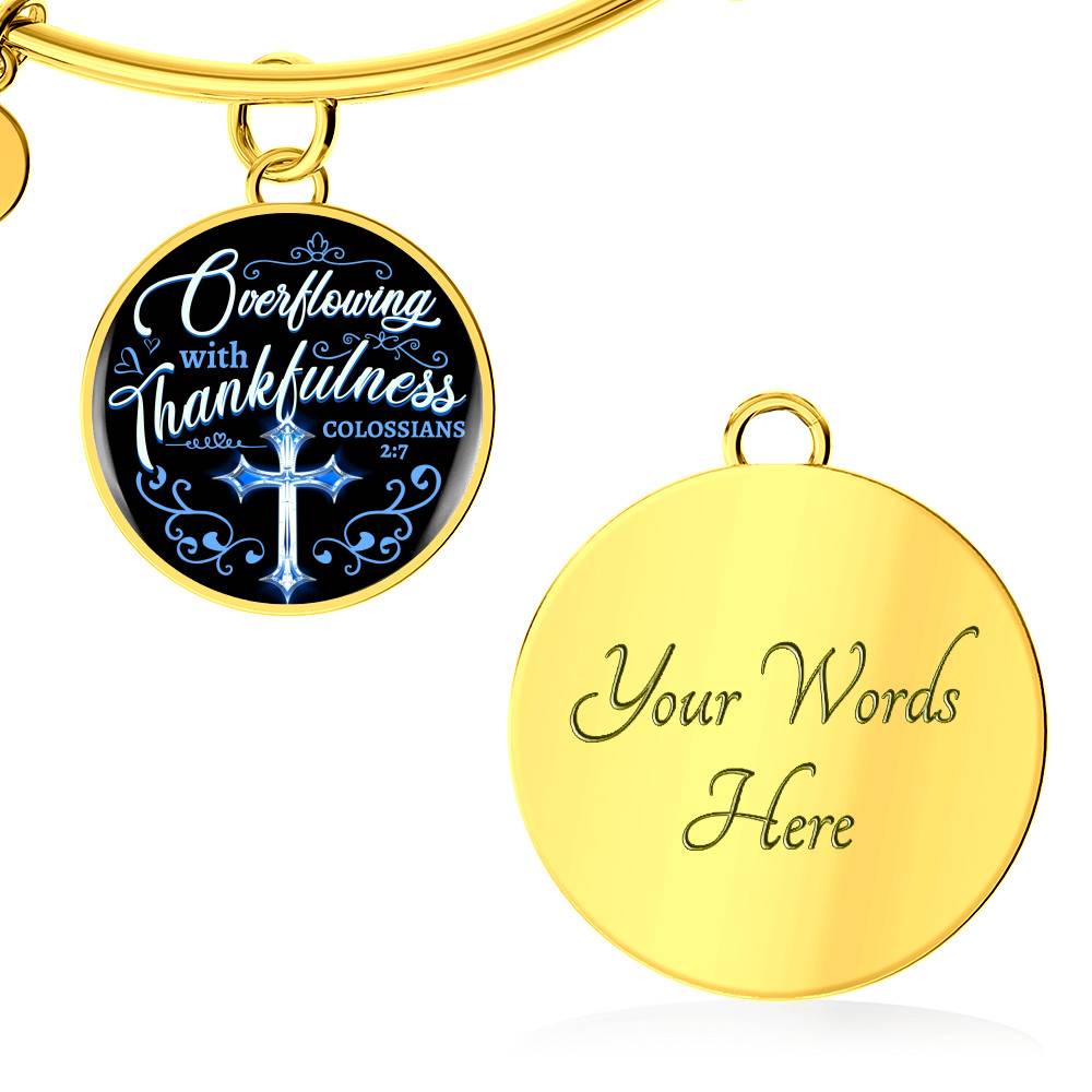Overflowing With Thankfulness Circle Pendant Necklace