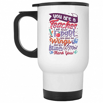 14 oz. White Travel Mug