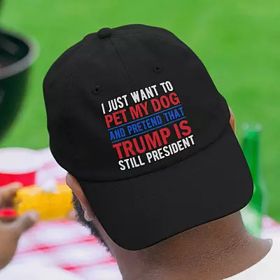 I Just Want To Pet My Dog And Pretend That Trump Is Still My President Twill Cap - Snapback Hat