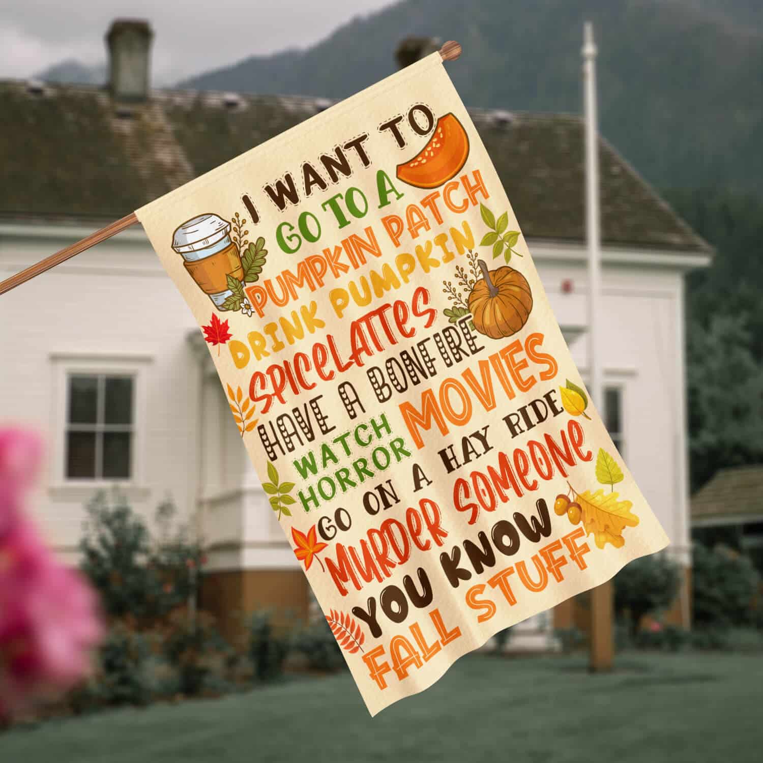 4TM. Fall Stuff -30x40 House Flag Mockup 4