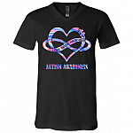 autism shirt, Black, V-Neck T-Shirt