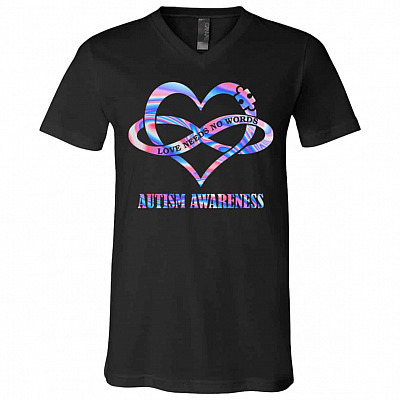 autism shirt, Black, V-Neck T-Shirt