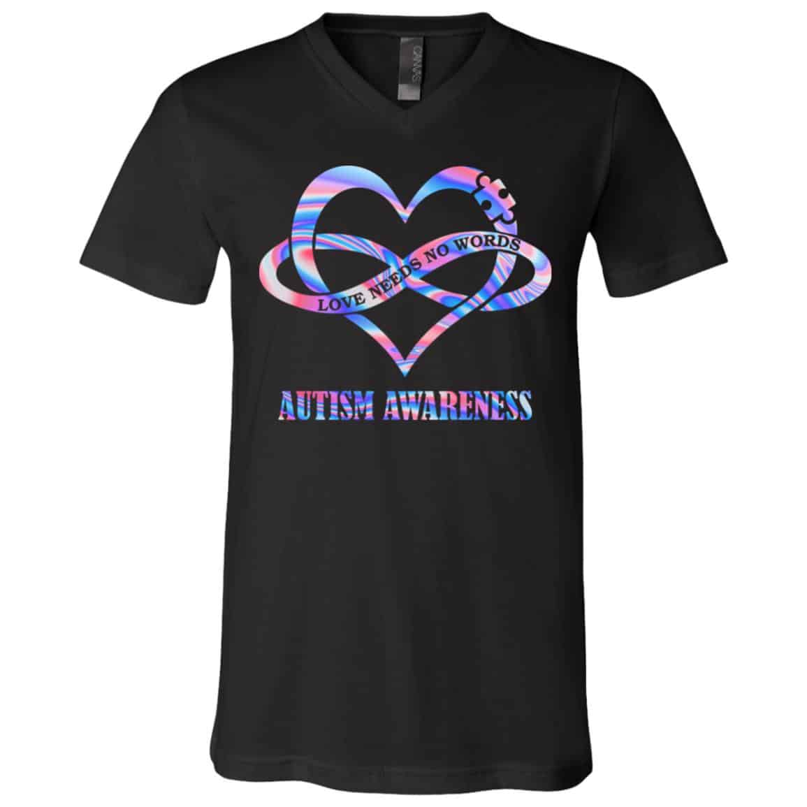 autism shirt, Black, V-Neck T-Shirt