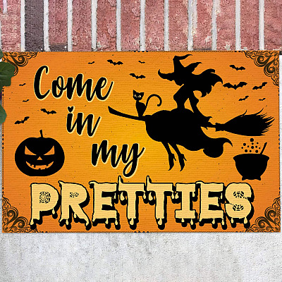 Come in My Pretties Doormat - Funny Halloween Witch Indoor Outdoor Decorative Doormat