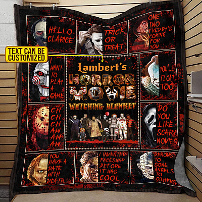 Personalized Name Horror Movies Blanket - Halloween Movies Watching Fleece Blanket - Horror Characters Mink Blanket - Woven Blanket
