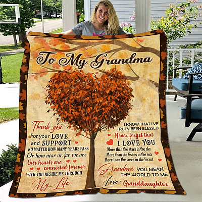 To My Grandma Thank You For Your Love And Support Fleece Blanket - Mink Blanket - Gift From Granddaughters