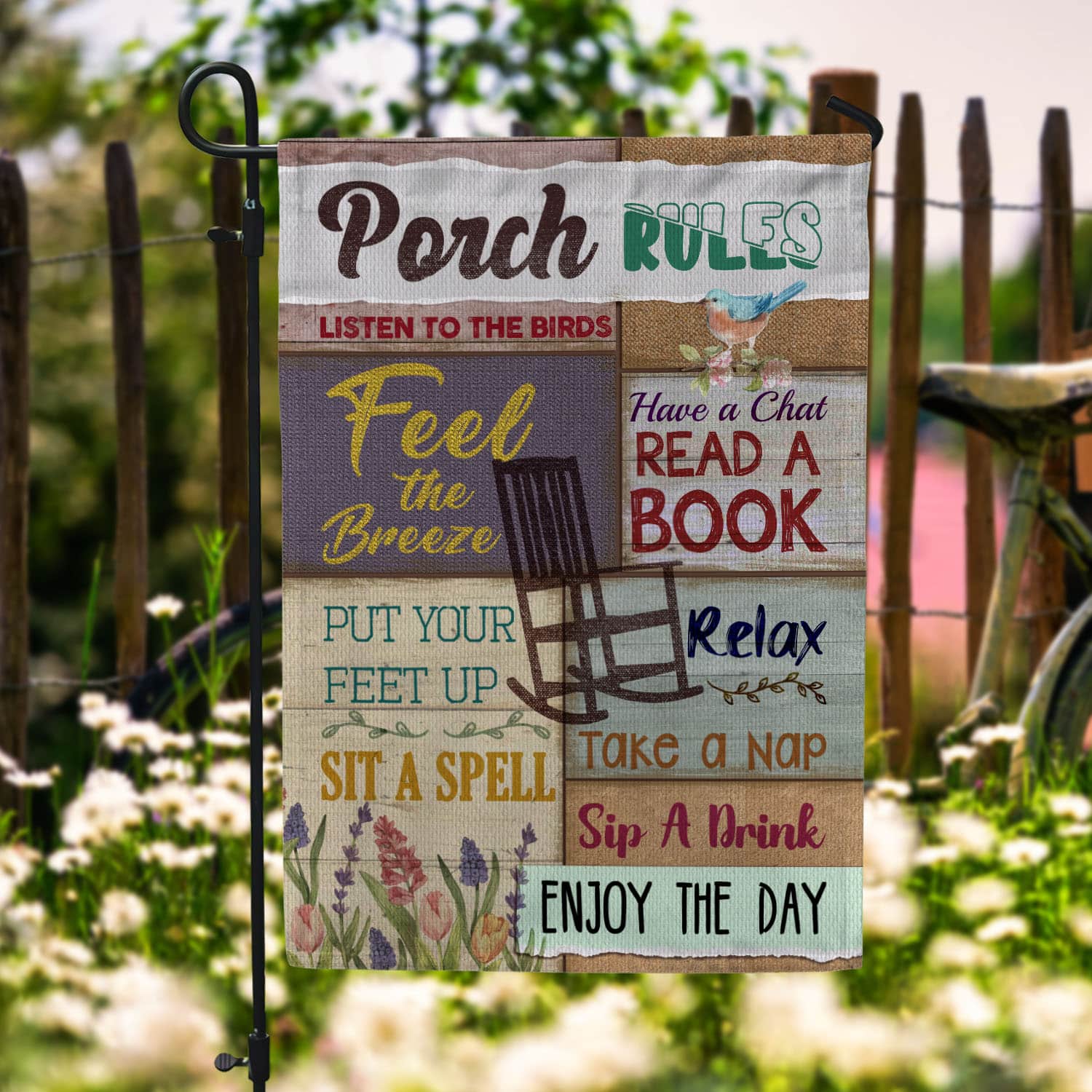 3MH. Porch Rules Flag 30x40 Garden Flag Mockup 6