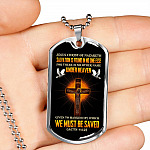 Jesus Christ Of Nazareth Salvation Is Found In No One Else Dog Tag Pendant Necklace