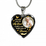 Custom Photo I'll Hold You In My Heart Until I Can Hold You In Heaven Feather Butterfly Memorial Heart Pendant Necklace