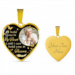 Custom Photo I'll Hold You In My Heart Until I Can Hold You In Heaven Feather Butterfly Memorial Heart Pendant Necklace