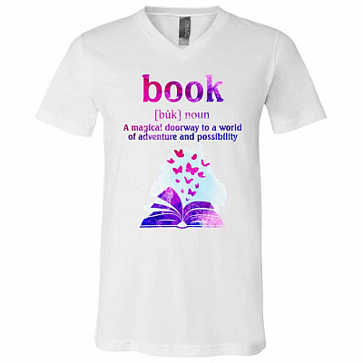 Book A Magical Doorway To A Shirt, White, V-Neck T-Shirt