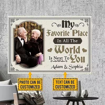 Alternative view of Personalized Photo My Favorite Place In All The World Is Next To You Couple Framed Canvas Prints - Unframed Poster