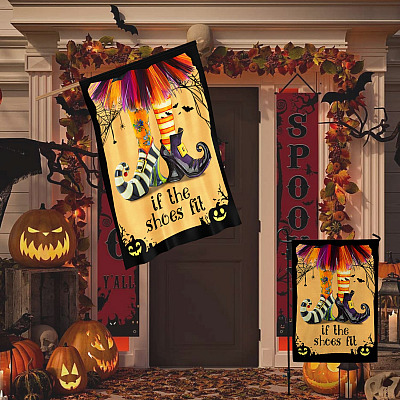 Alternative view of If The Shoes Fit Halloween Witch Outdoor Indoor Decorative Garden Flag - House Flag - Wall Flag