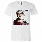 Because He Lives I Can Facshirt, White, V-Neck T-Shirt