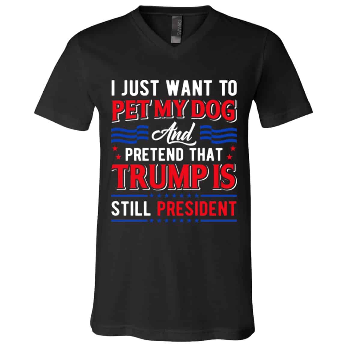 I Just Want To Pet Tshirt, Black, V-Neck T-Shirt