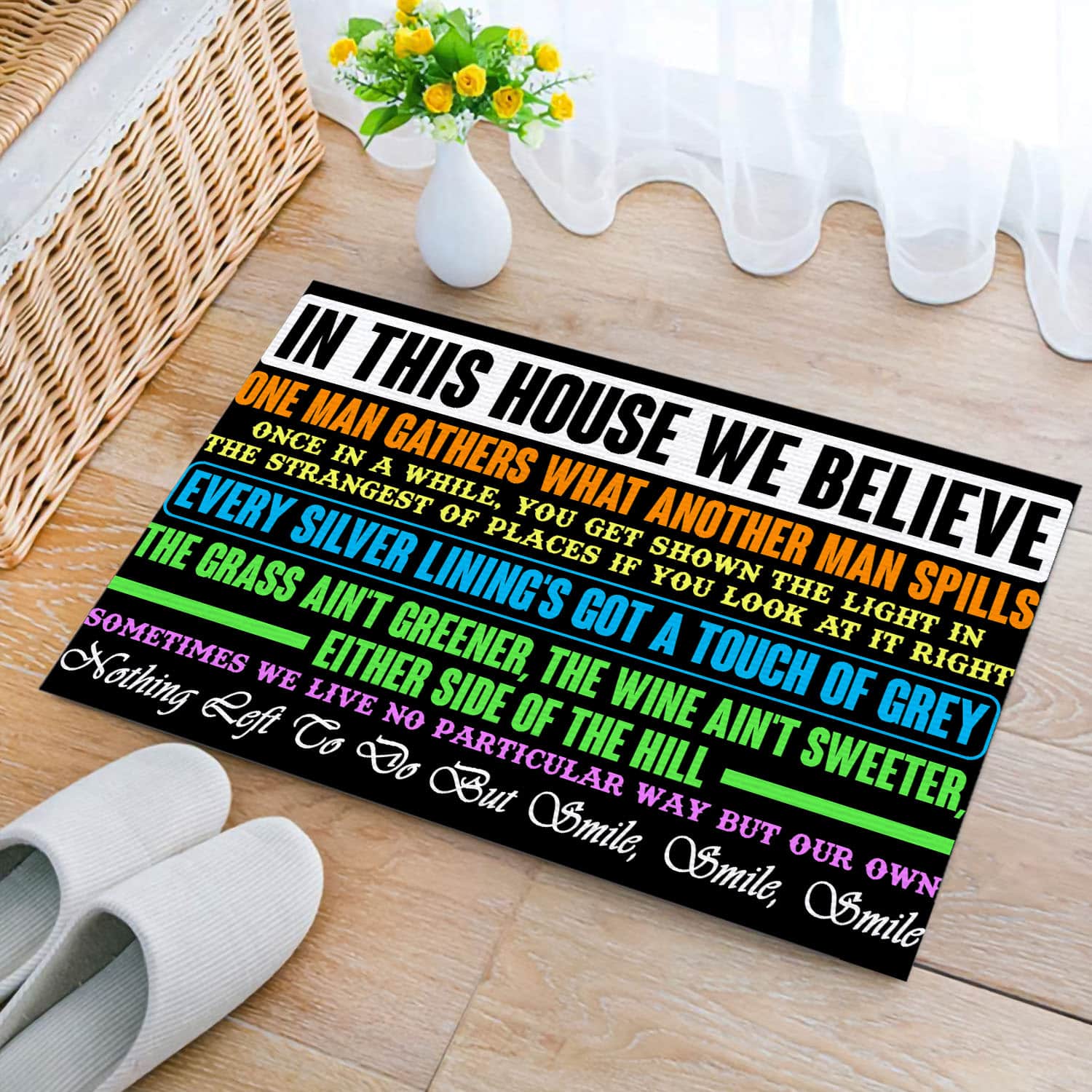 14 HG. In This House We Believe One Man-Doormat Doormat mockup 2