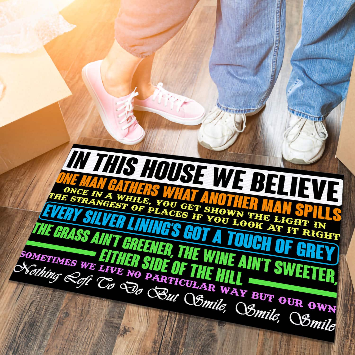 14 HG. In This House We Believe One Man-Doormat Doormat mockup 6