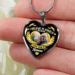 I Believe in Angels Because I Have Some in Heaven Personalized Photo Heart Pendant Necklace
