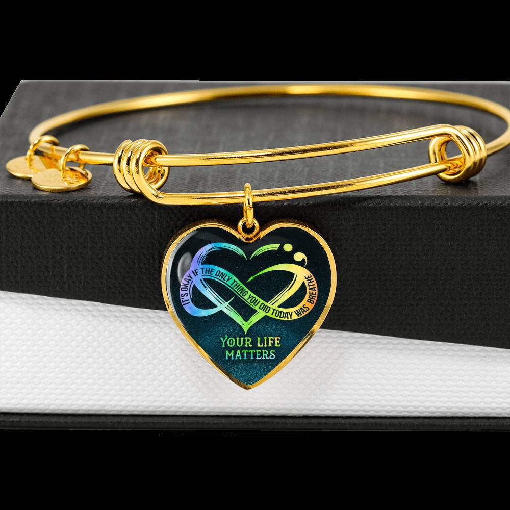 It's Okay If The Only Thing You Do Today Is Breathe Your Life Matters Heart Pendant Necklace - Suicide Awareness Gift It's Okay If The Only Thing You Do Today Is Breathe Your Life Matters Heart Pendant Necklace - Suicide Awareness Gift