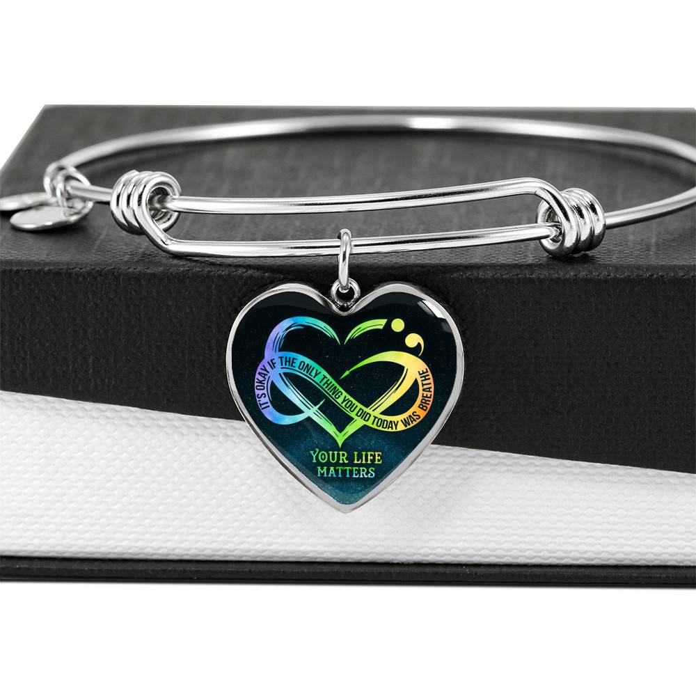 It's Okay If The Only Thing You Do Today Is Breathe Your Life Matters Heart Pendant Necklace - Suicide Awareness Gift It's Okay If The Only Thing You Do Today Is Breathe Your Life Matters Heart Pendant Necklace - Suicide Awareness Gift