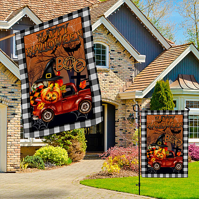Alternative view of Happy Halloween Boo Outdoor Garden Flag - House Flag - Wall Flag