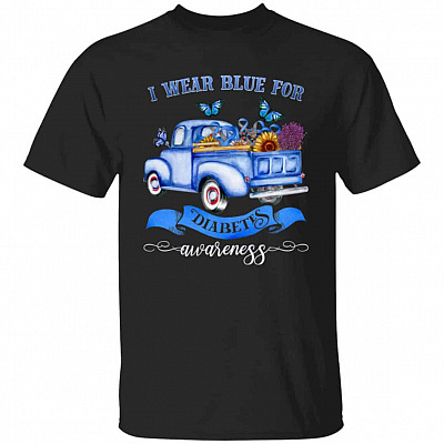 I Wear Blue For Diabet Shirt, Black, Unisex T-Shirt