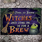 Park Ya Broom Witches And Come On In For A Brew Doormat - Halloween Indoor Outdoor Doormat