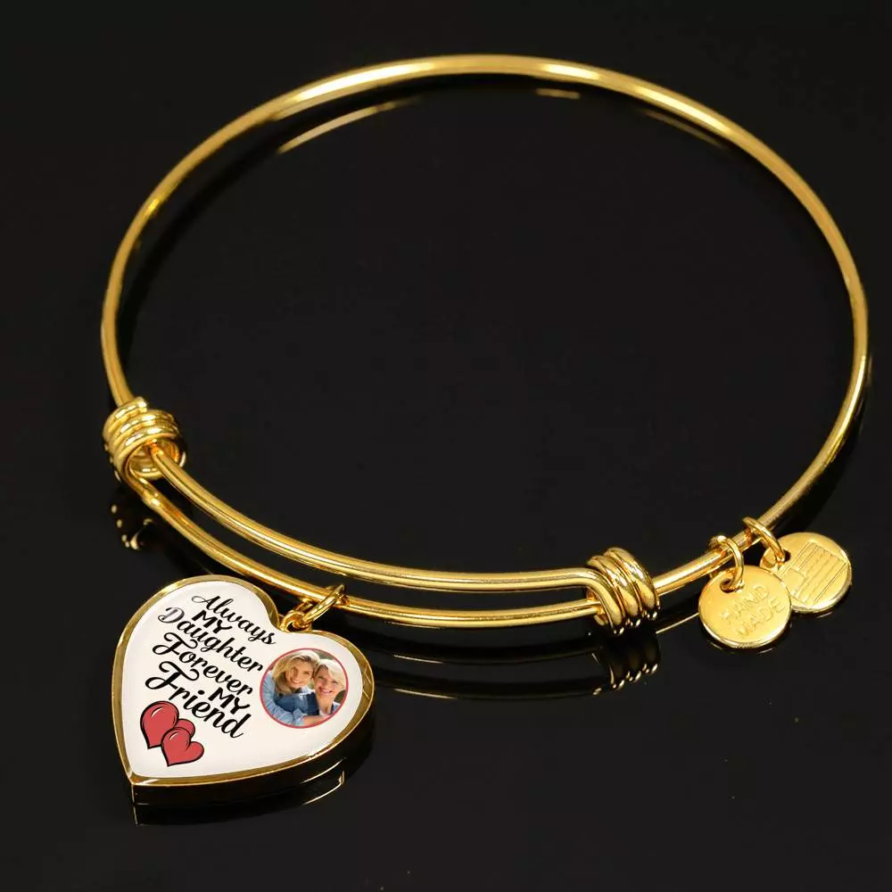 Personalized Photo Always My Daughter Forever My Friend Heart Pendant Necklace