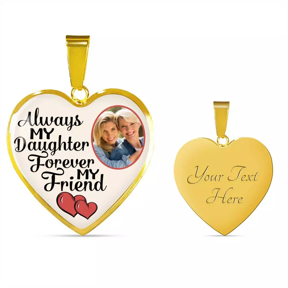 Personalized Photo Always My Daughter Forever My Friend Heart Pendant Necklace