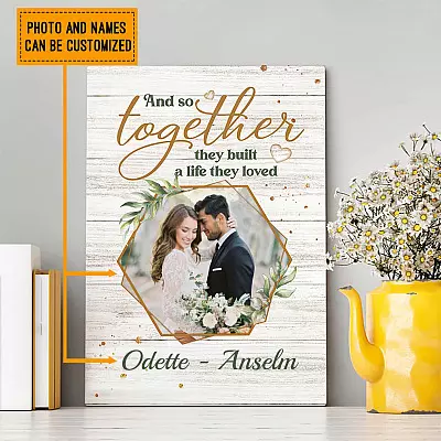 Personalized Wedding Gift for Couples and So Together They Built a Life Hey Loved Framed Canvas - Unframed Poster