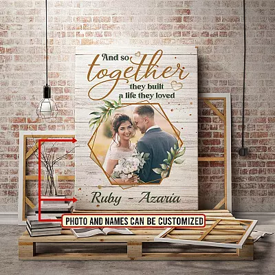 Alternative view of Personalized Wedding Gift for Couples and So Together They Built a Life Hey Loved Framed Canvas - Unframed Poster
