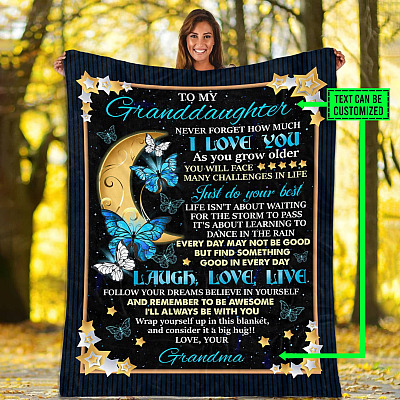Alternative view of Custom Name To My Granddaughter As You Grow Older You Will Face Many Challenges In Life Fleece Blanket - Mink Sherpa Blanket