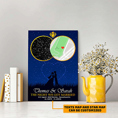 Alternative view of Custom Constellation Map The Night We Got Married Framed Canvas Prints - Wedding Gift Unframed Poster - Just Married Custom Gifts